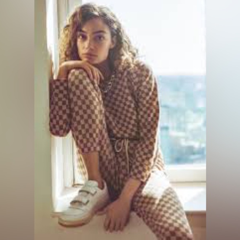 Splits59 Charlie French Terry Joggers in Brown/Pink Check